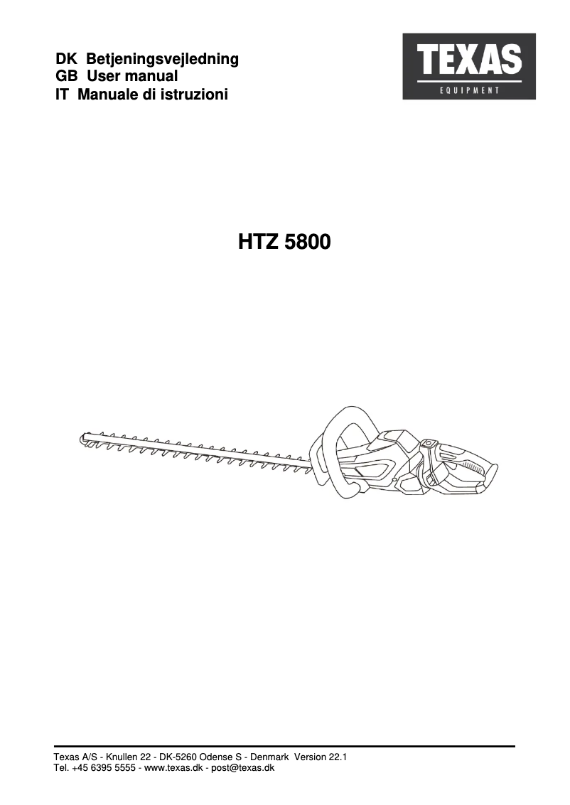 Page n°1 - Manuel utilisateur Texas HTZ 5800