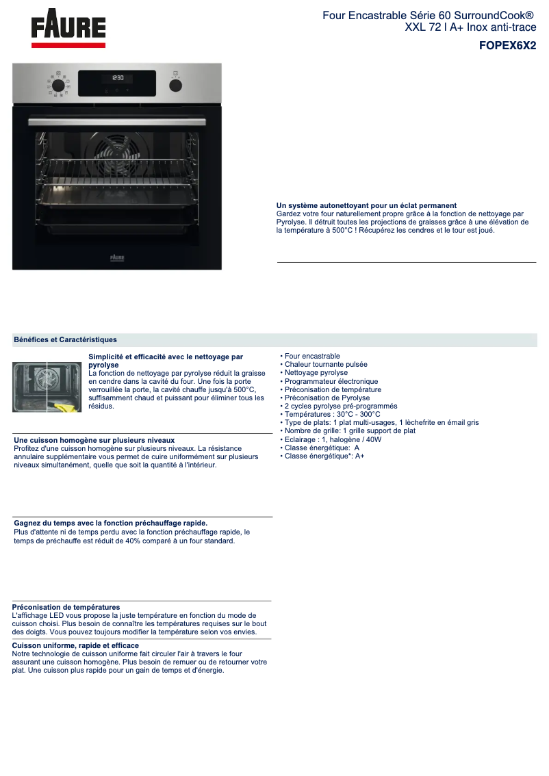 Page 1 de la notice Fiche technique Faure FOPEX6X2