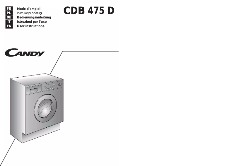 Page n°1 - Manuel utilisateur Candy CDB 475D-01S