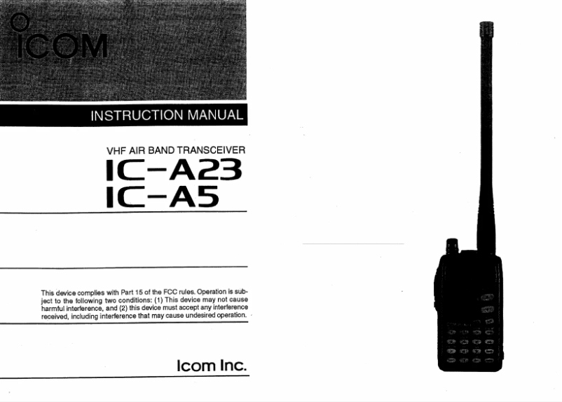 Page n°1 - Manuel utilisateur ICOM IC-A23