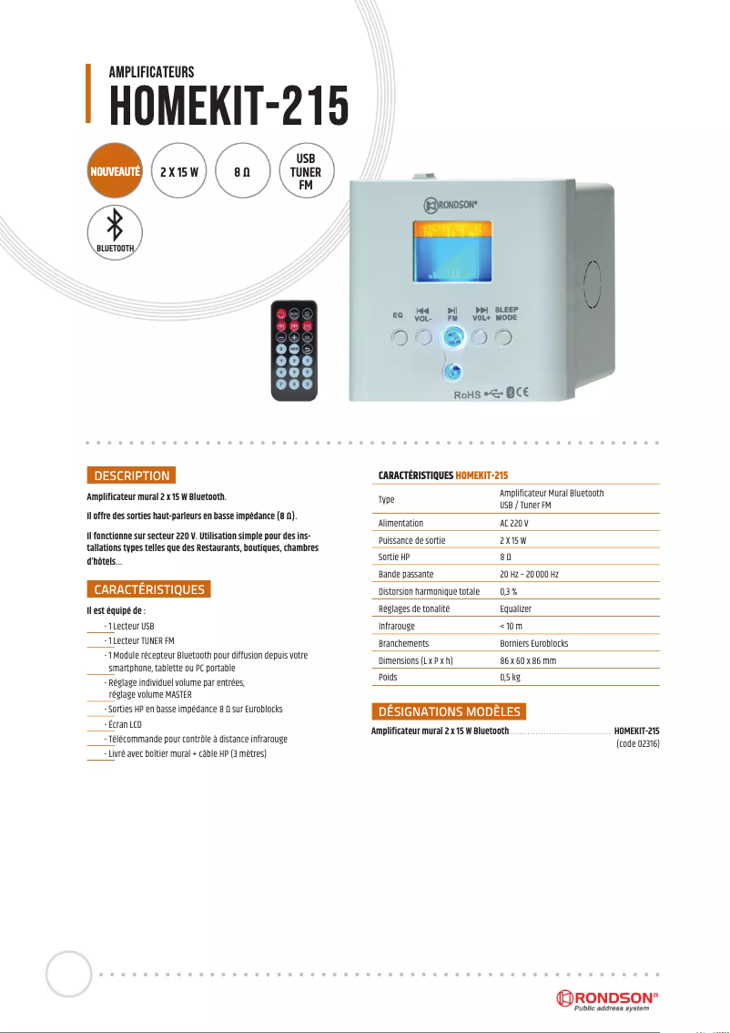 Page n°1 - Manuel utilisateur Rondson Homekit 215