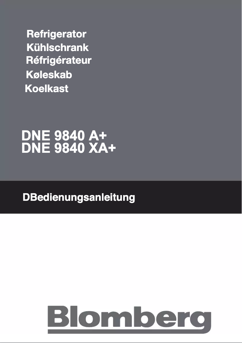Page n°1 - Manuel utilisateur Blomberg DNE 9840 X A