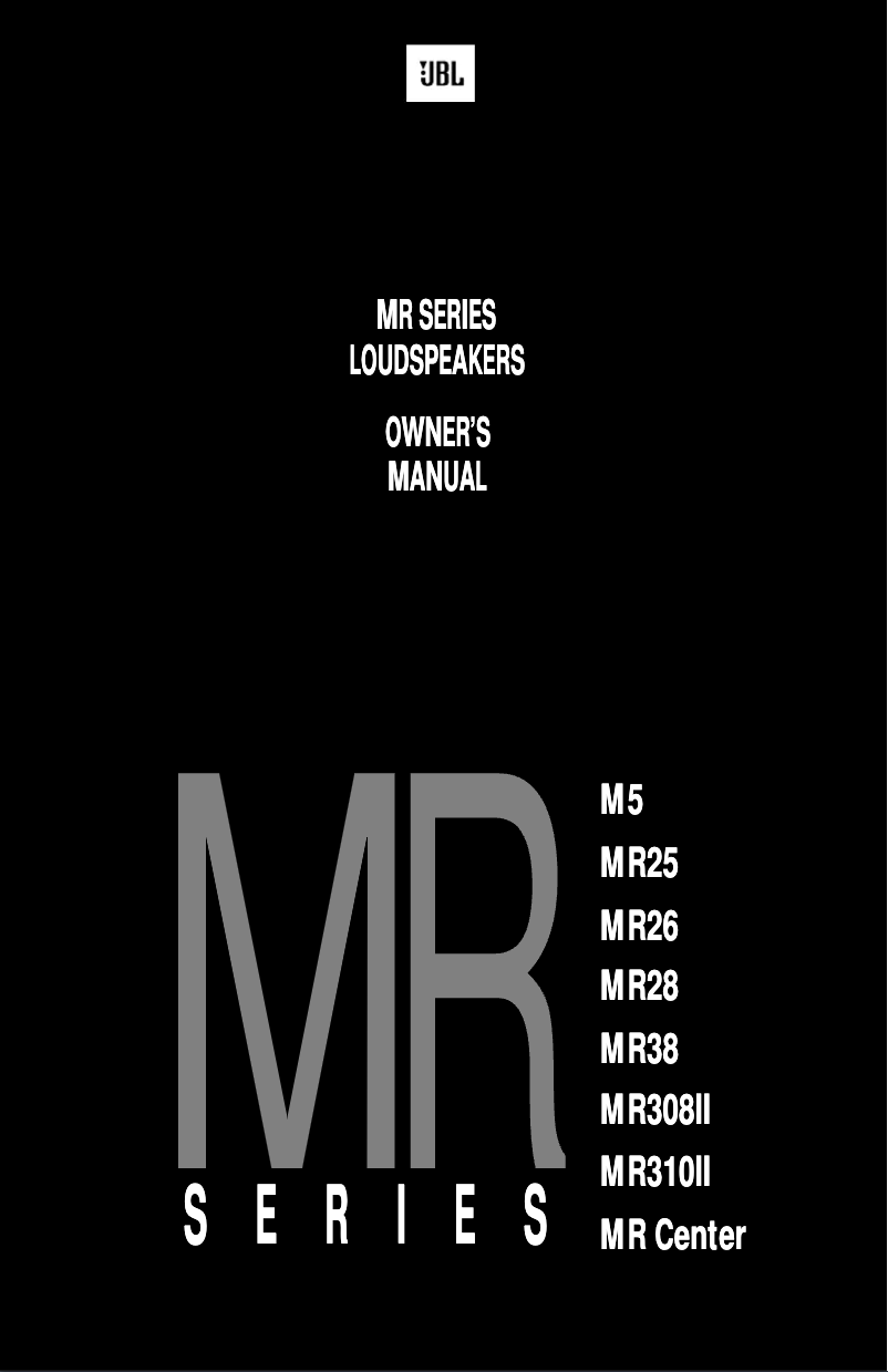 Page n°1 - Manuel utilisateur JBL MR38