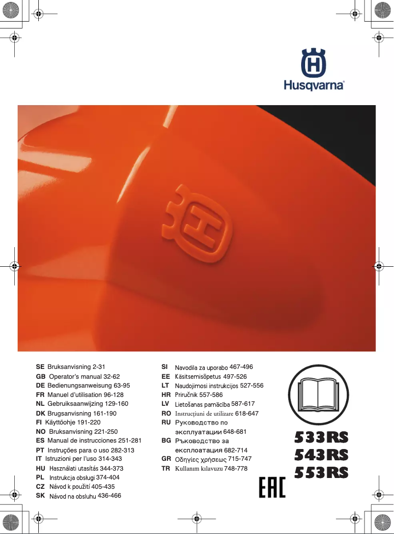 Page 1 of the manual User Manual Husqvarna 553RS