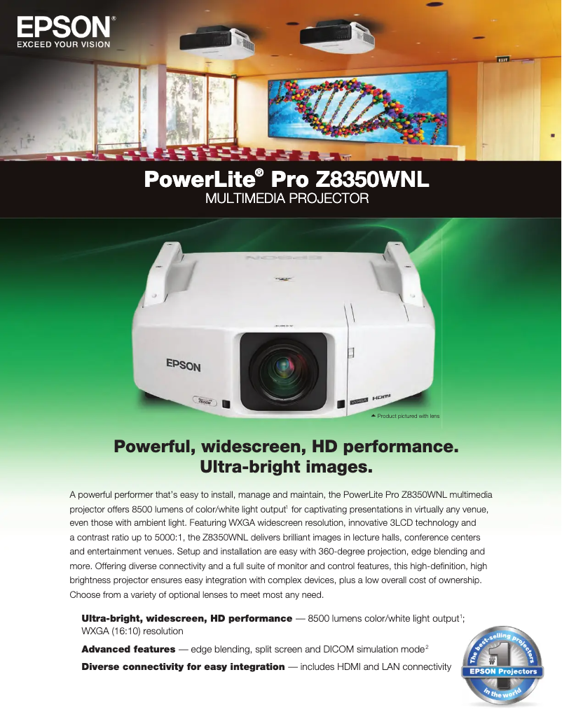 Imagen de la primera página del manual del dispositivo PowerLite Pro Z8350NL