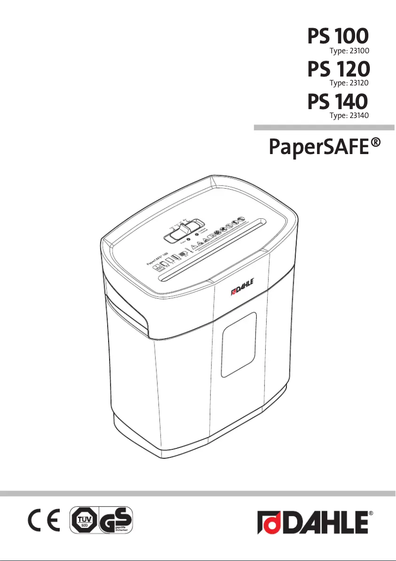 Page 1 de la notice Manuel utilisateur Dahle PaperSAFE PS 140
