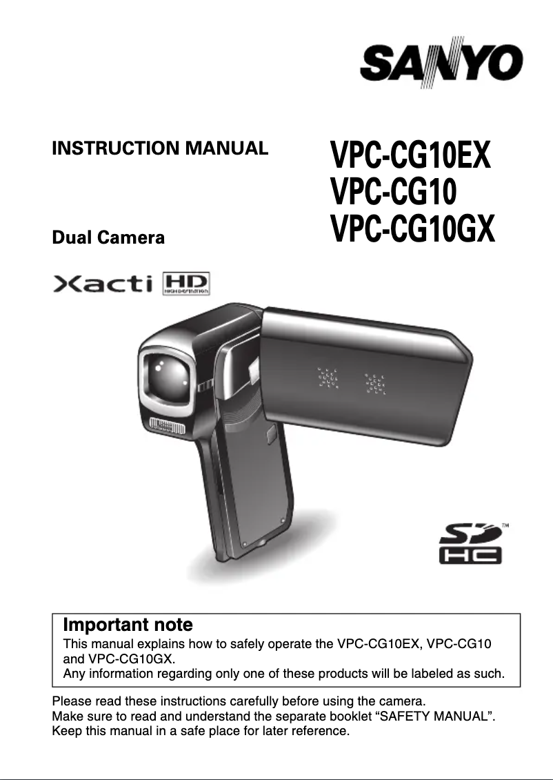 Page n°1 - Manuel utilisateur Sanyo VPC-CG10