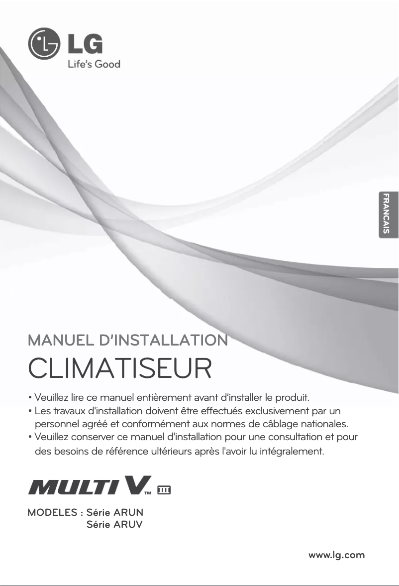 Page 1 de la notice Manuel utilisateur LG MULTI V ARUN180LT3