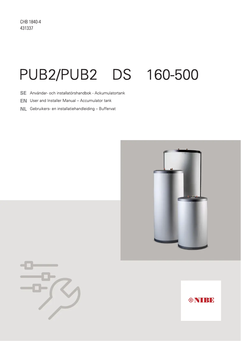 Page 1 de la notice Fiche technique Nibe PUB2 300