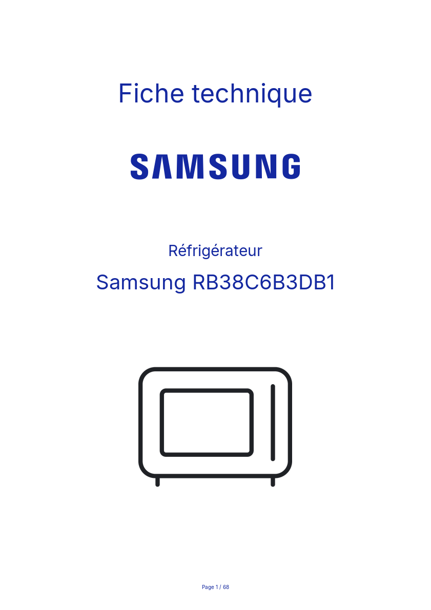 Page n°1 - Fiche technique Samsung RB38C6B3DB1