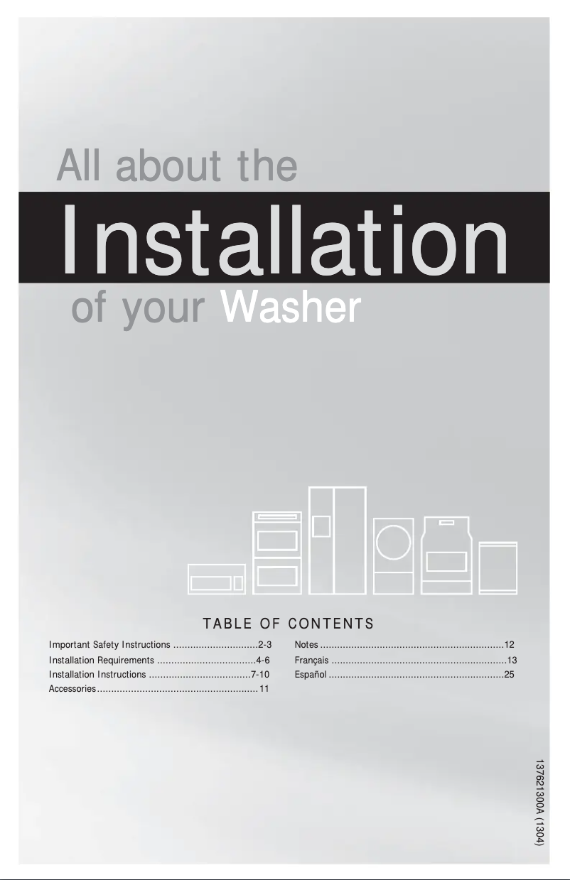 Page n°1 - Guide d'installation Frigidaire FFFS5115PW