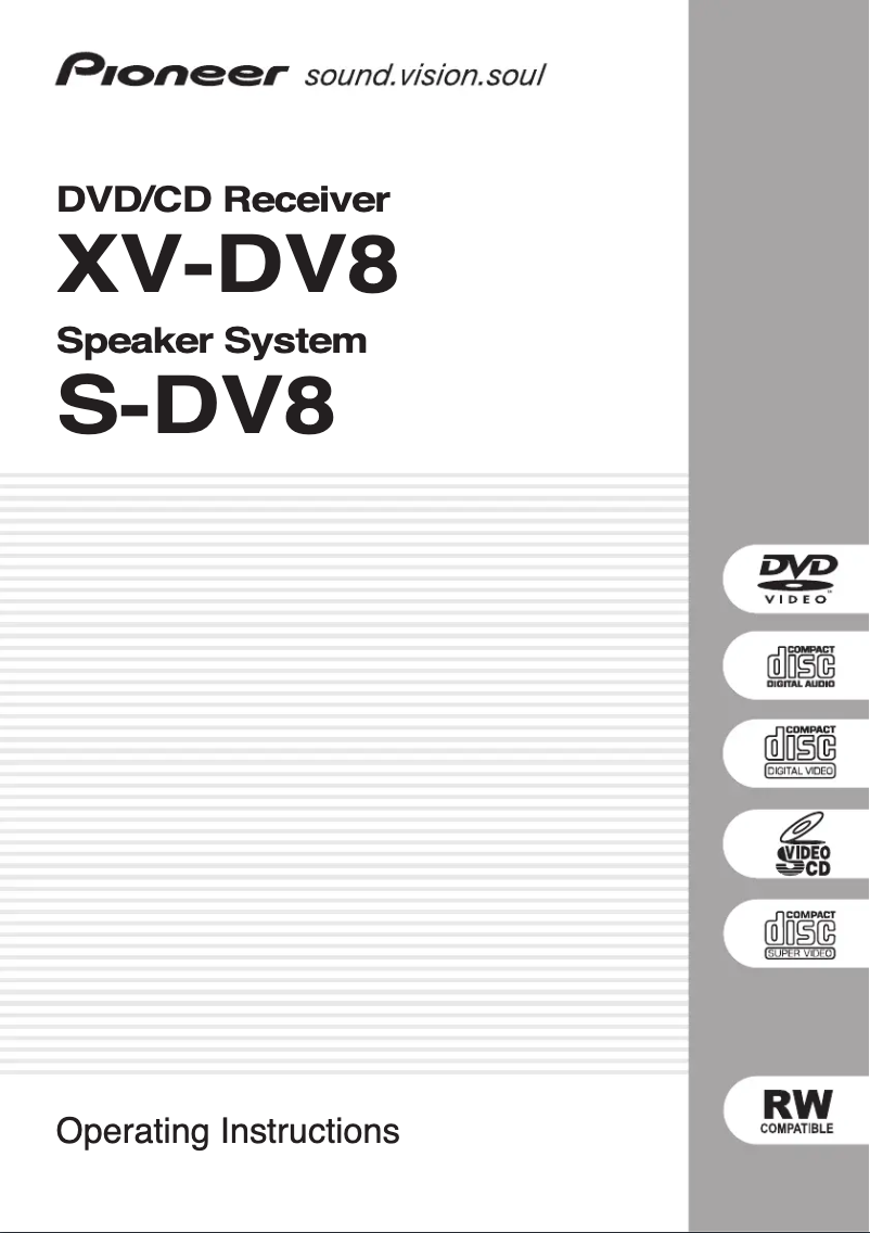 Image de la première page du manuel de l'appareil XV-DV8