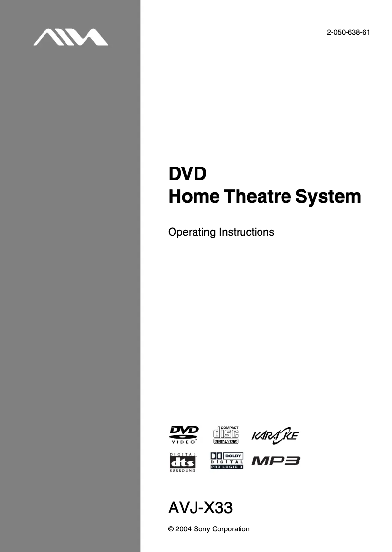 Page 1 de la notice Manuel utilisateur Aiwa AVJ-X33