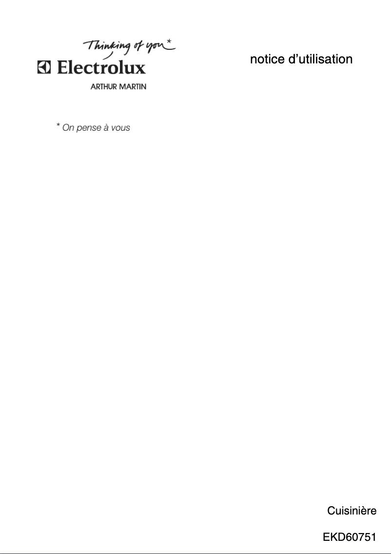 Page n°1 - Manuel utilisateur Arthur Martin-Electrolux EKD60751X