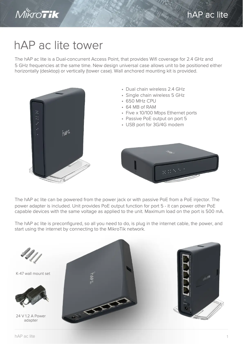 Page n°1 - Brochure Mikrotik hAP ac lite TC