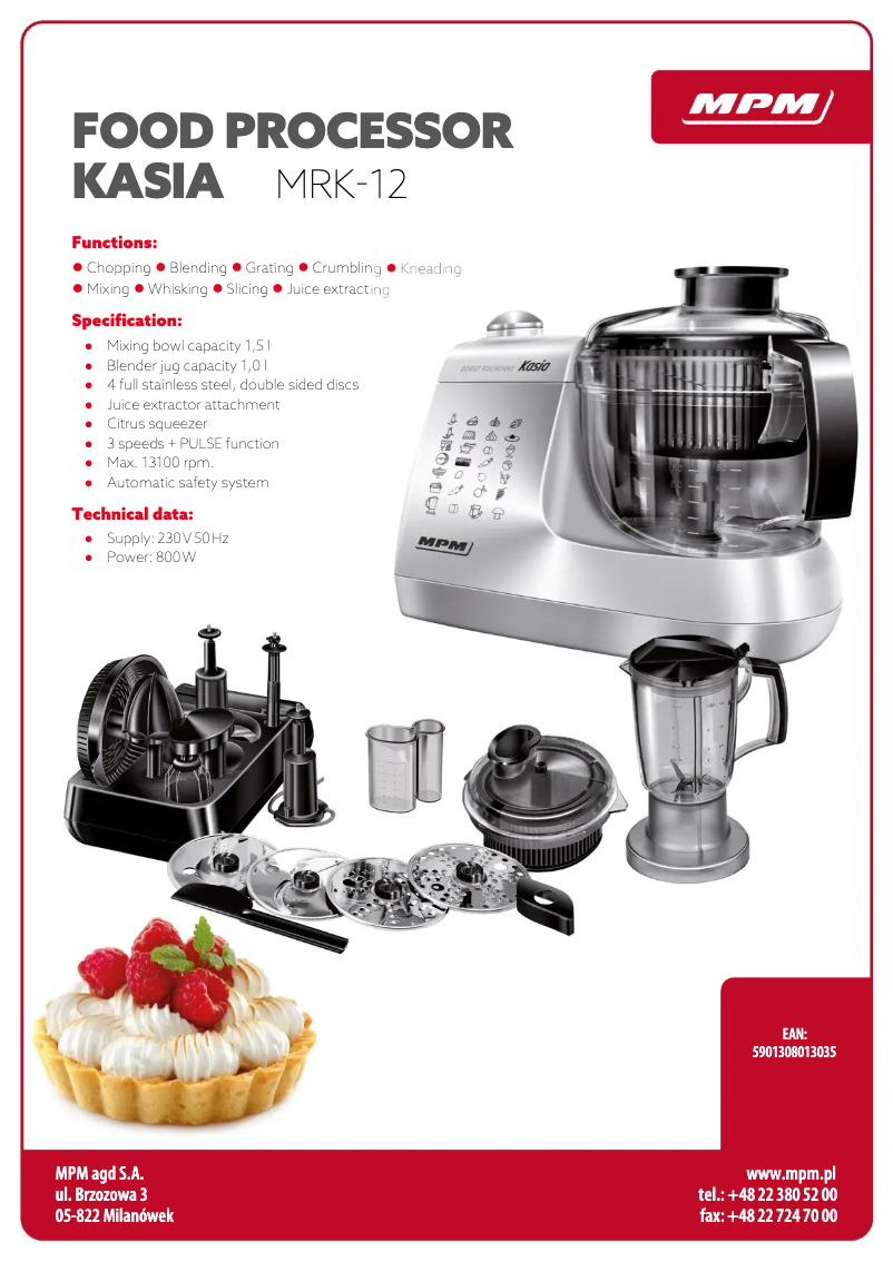 Page 1 de la notice Fiche technique MPM MRK-12