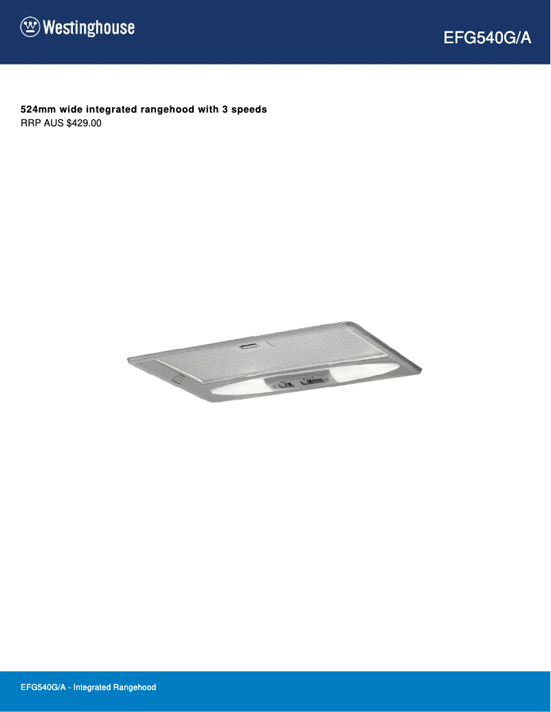 Page 1 de la notice Fiche technique Westinghouse EFG 540