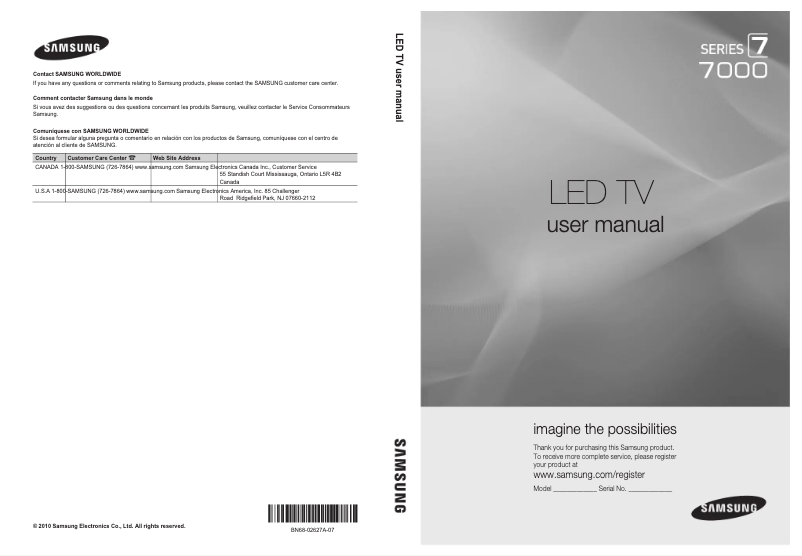 Image de la première page du manuel de l'appareil UN46C7000WF