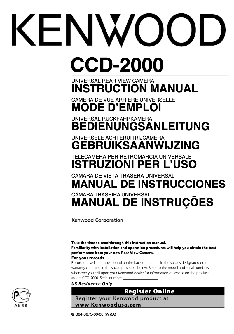 Page n°1 - Manuel utilisateur Kenwood CCD-2000