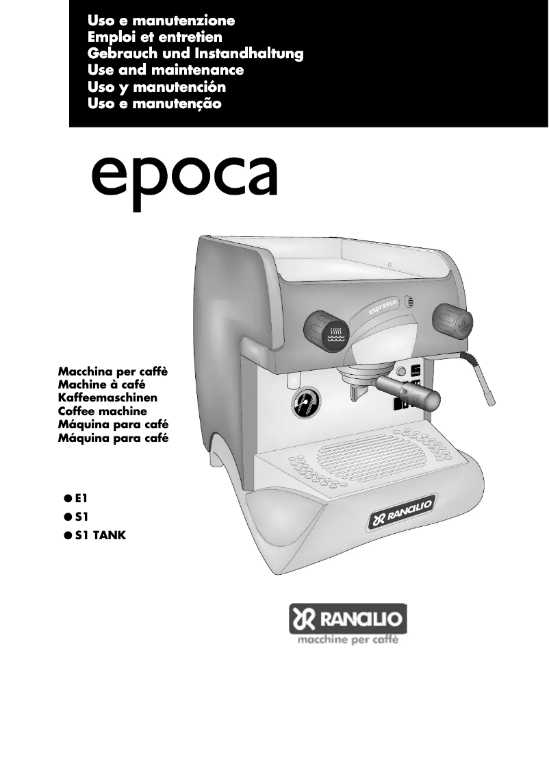 Page n°1 - Manuel utilisateur Rancilio Epoca S1 Tank