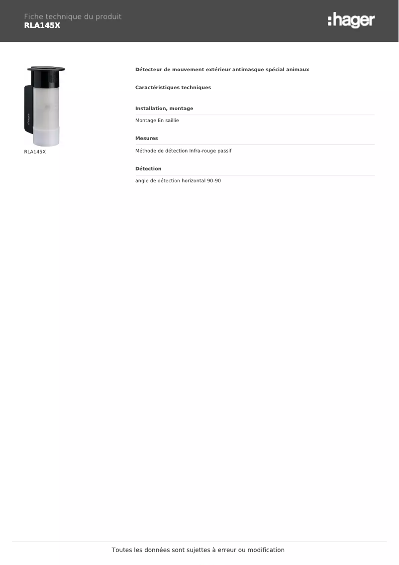 Image de la première page du manuel de l'appareil RLA145X