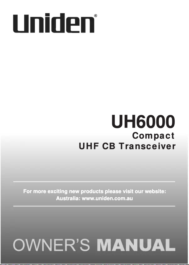 Page 1 de la notice Manuel utilisateur Uniden UH6000