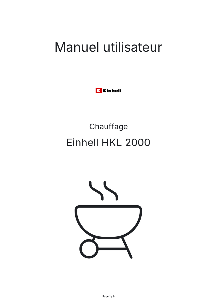 Page n°1 - Manuel utilisateur Einhell HKL 2000