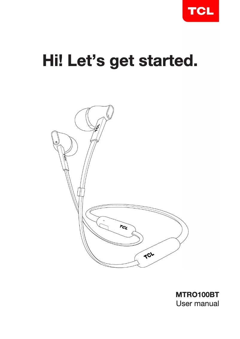 Page 1 of the manual User Manual TCL MTRO100BT