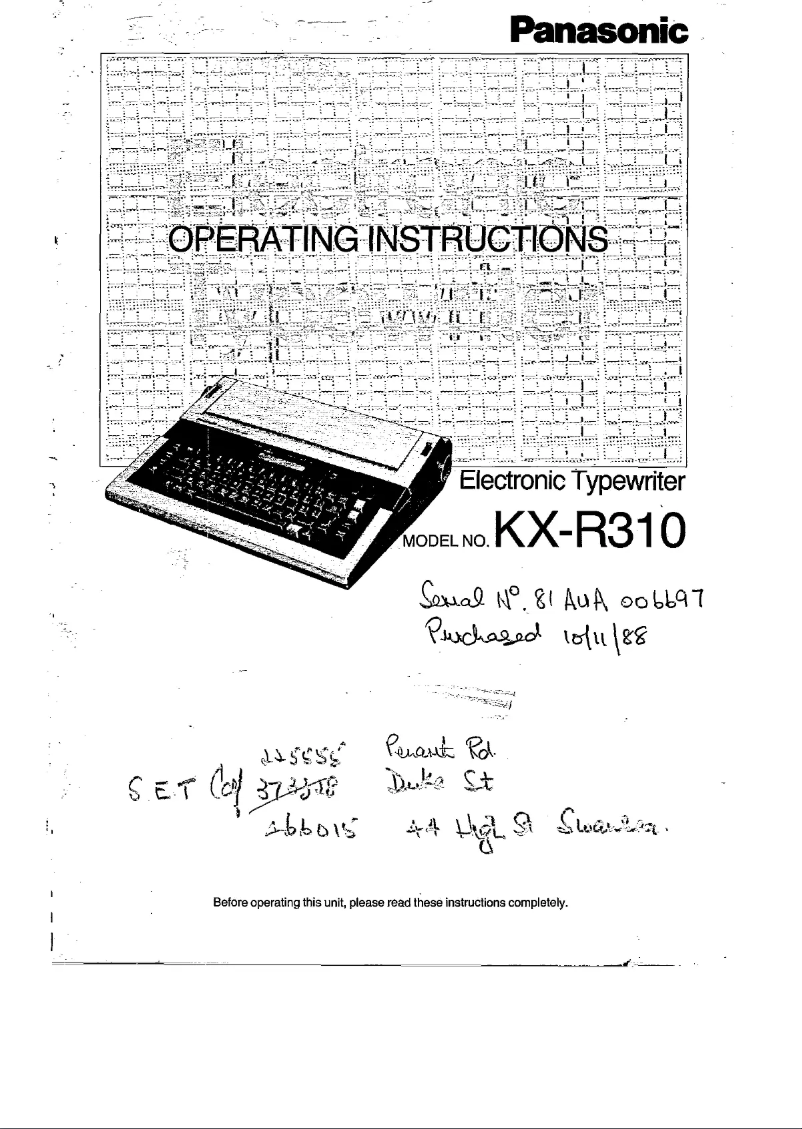 Page 1 de la notice Manuel utilisateur Panasonic KX-R310