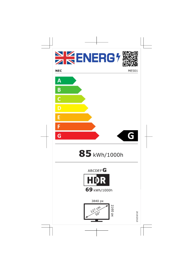 Page n°1 - Label énergétique NEC MultiSync ME501
