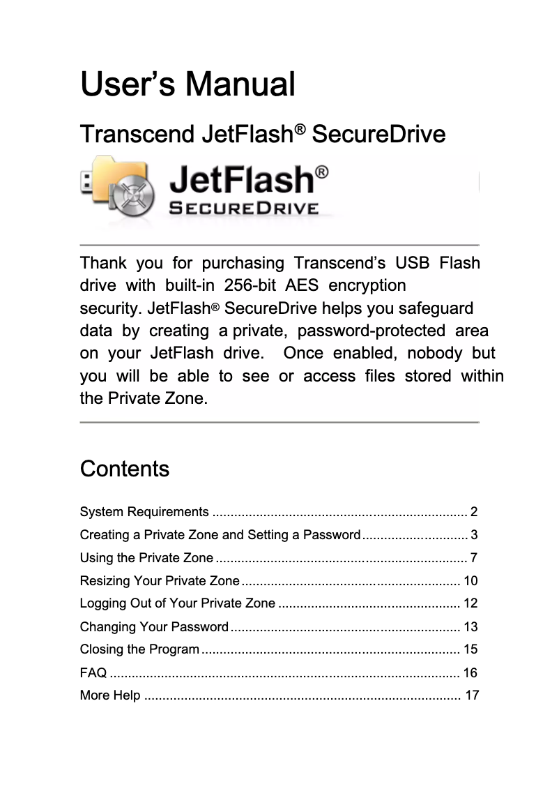 Page 1 de la notice Manuel utilisateur Transcend JetFlash 620
