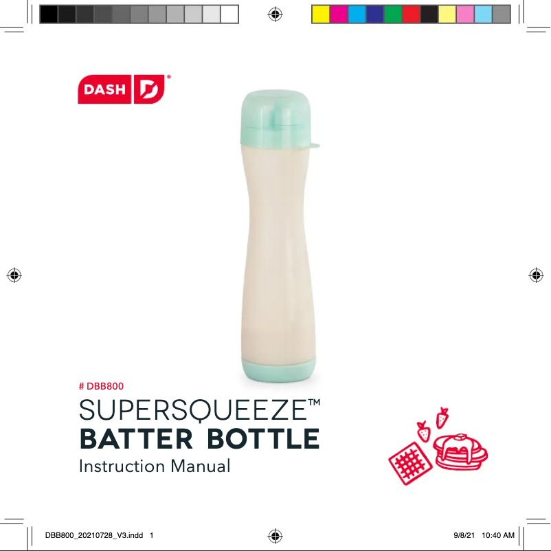 Imagen de la primera página del manual del dispositivo SuperSqueeze Batter Bottle DBB800GBAQ12