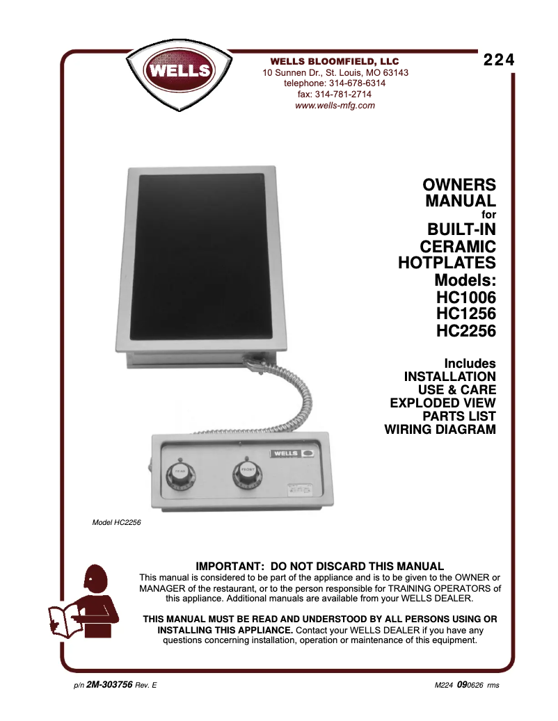 Page 1 de la notice Manuel utilisateur Wells HC2256