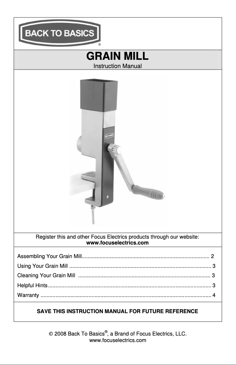 Página 1 del manual Manual de usuario WestBend Grain Mill 555