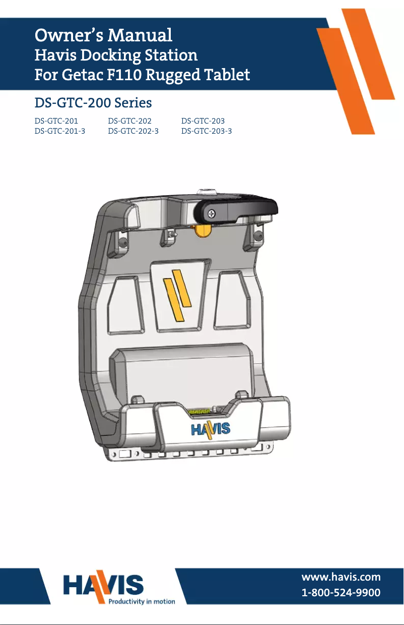 Page n°1 - Manuel utilisateur Havis DS-GTC-201-3