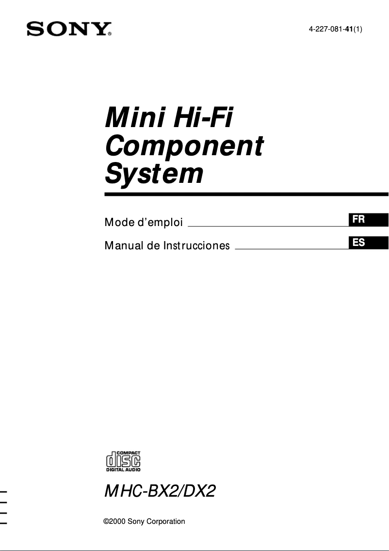 Image de la première page du manuel de l'appareil MHC-DX2