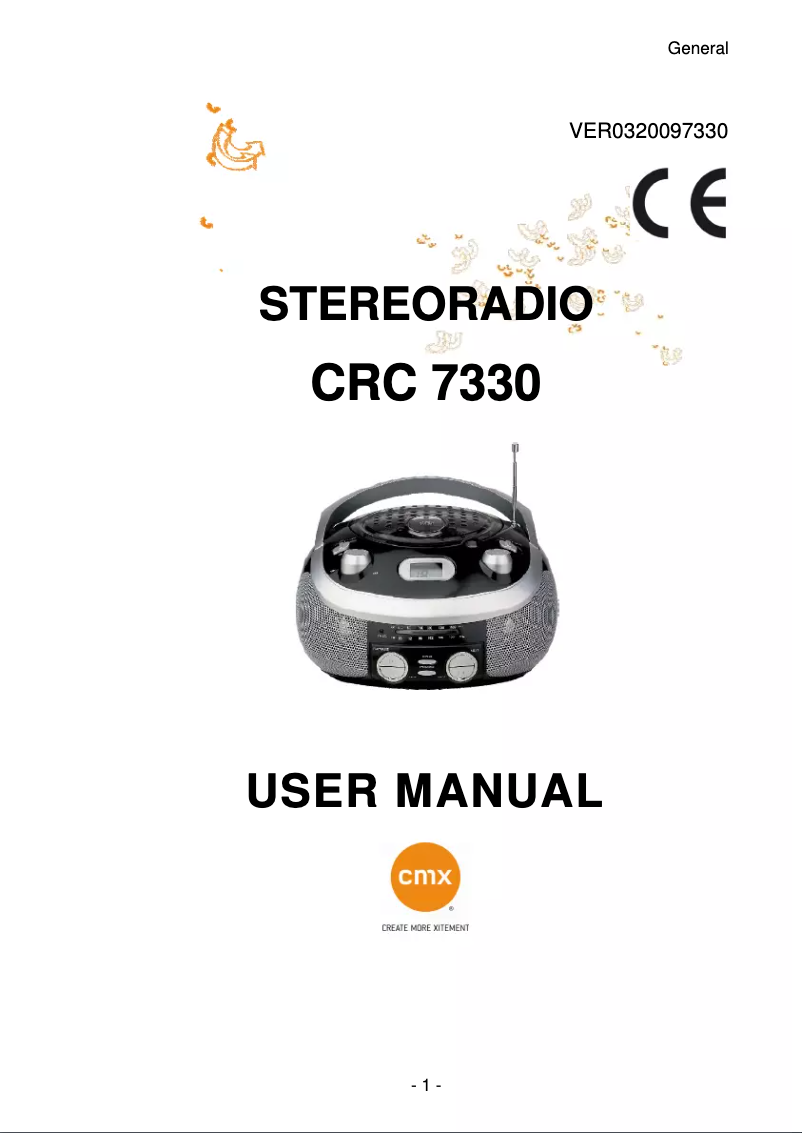 Page n°1 - Manuel utilisateur CMX CRC 7330