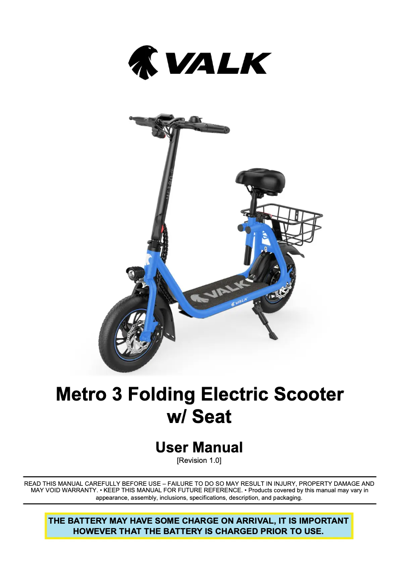 Image de la première page du manuel de l'appareil Metro 3