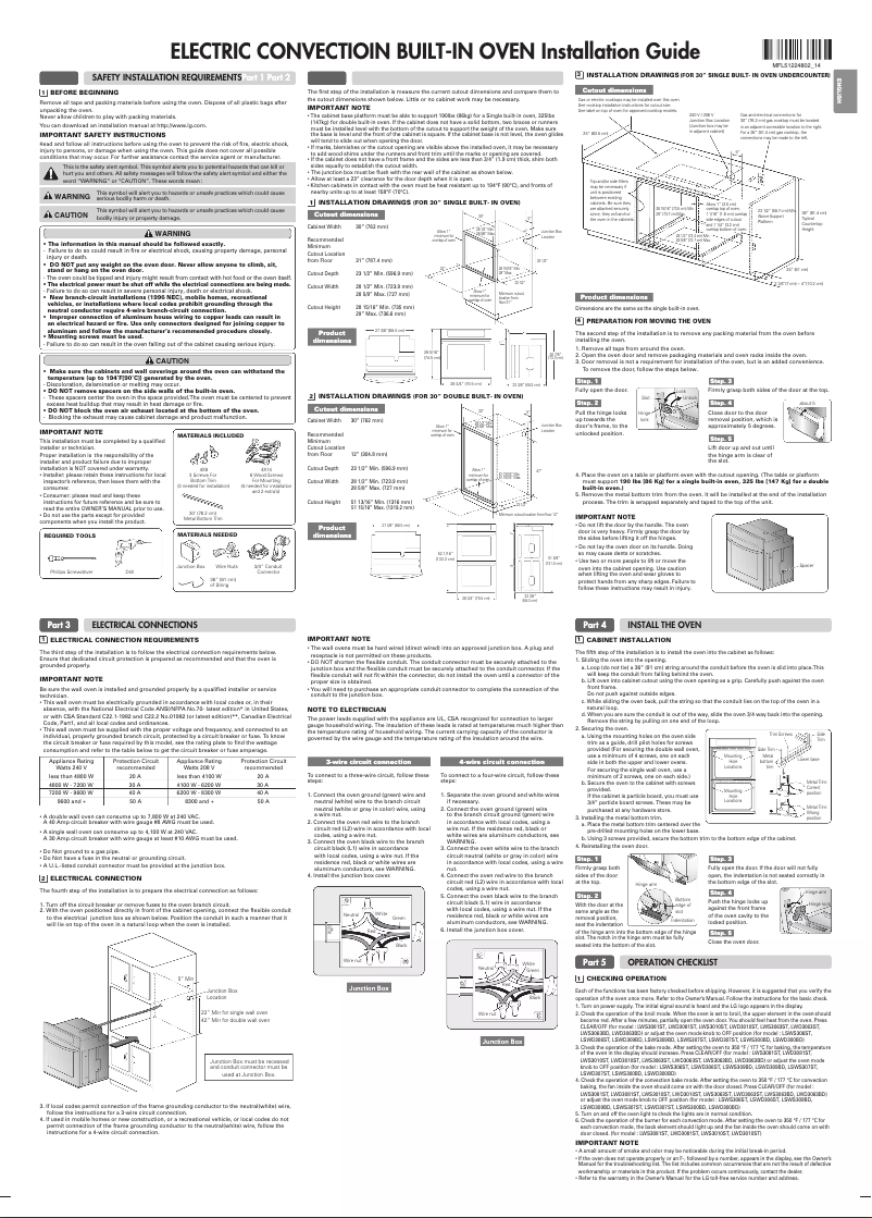 Page 1 of the manual Installation Guide LG LSWD307ST