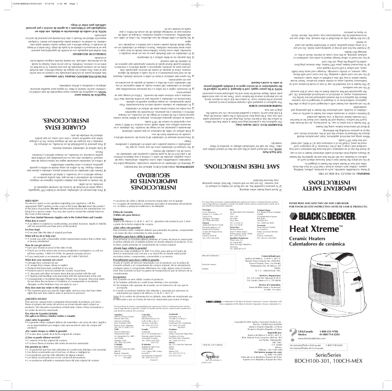 Page 1 de la notice Manuel utilisateur Black & Decker 100CH-MEX