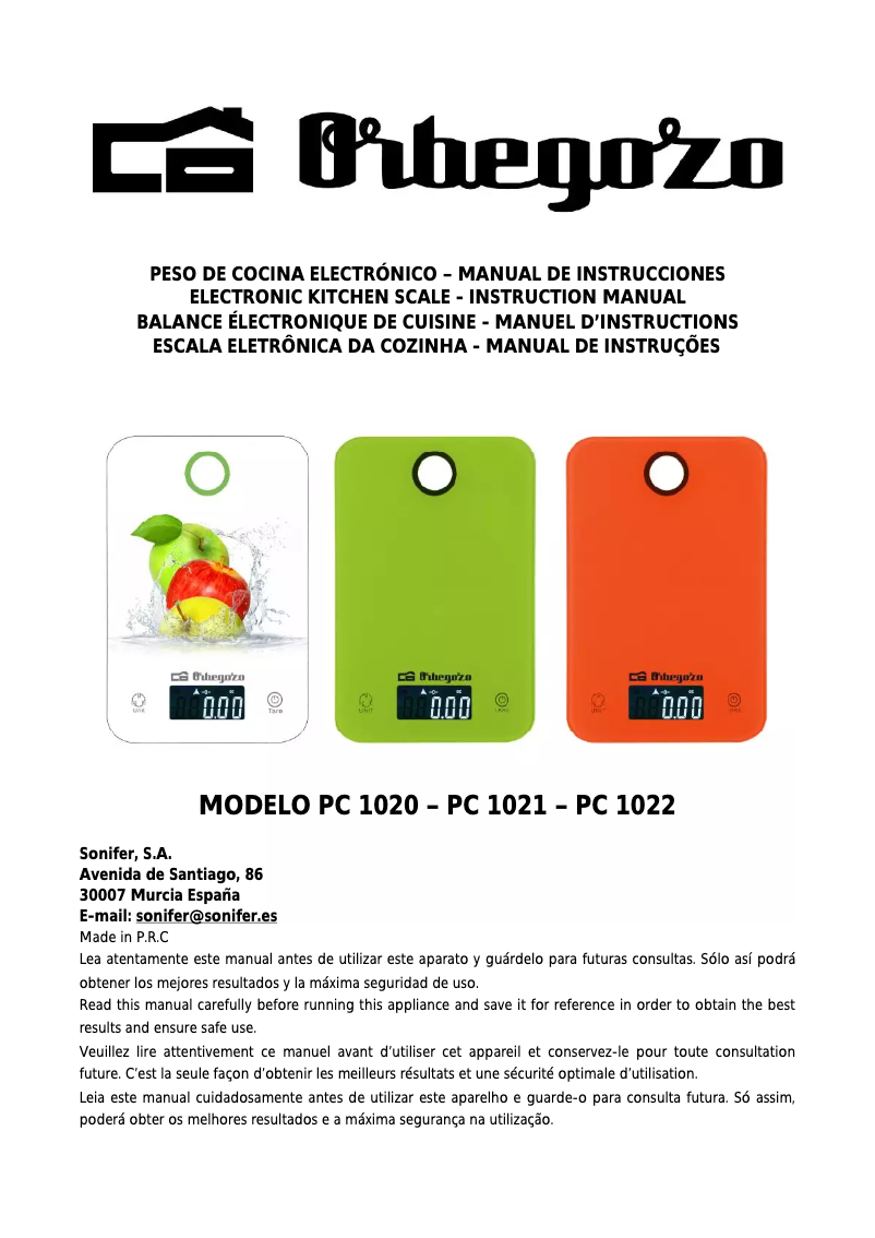 Image de la première page du manuel de l'appareil PC 1022