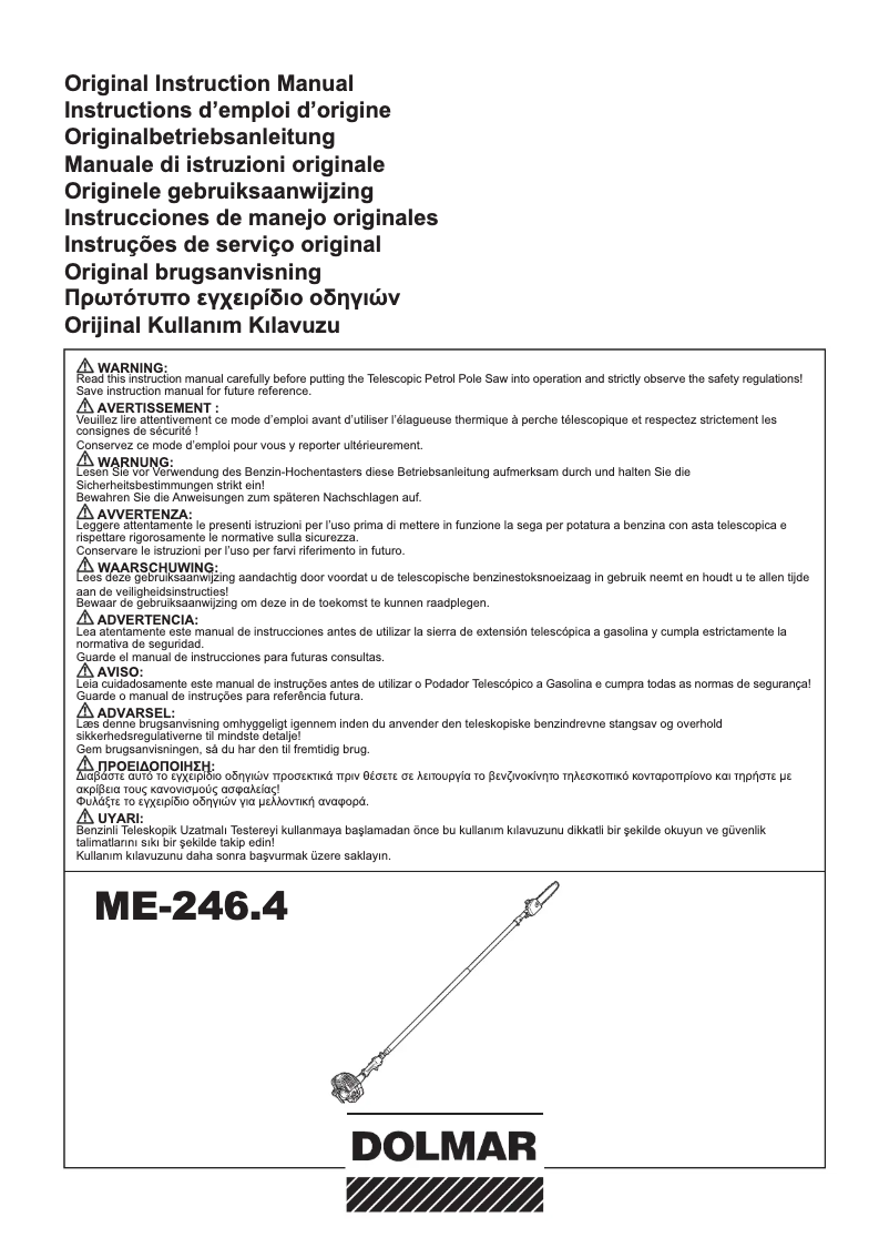 Page 1 de la notice Manuel utilisateur Dolmar ME-246.4
