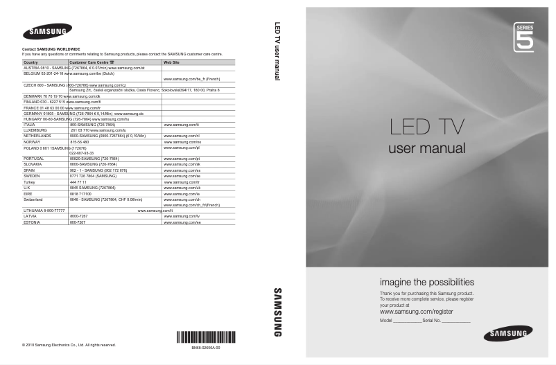 Page 1 de la notice Manuel utilisateur Samsung UE46C5100QW