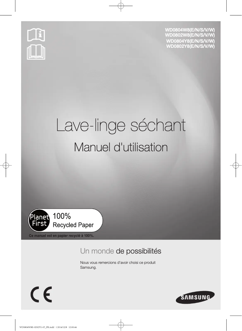 Page n°1 - Manuel utilisateur Samsung WD0802Y8E