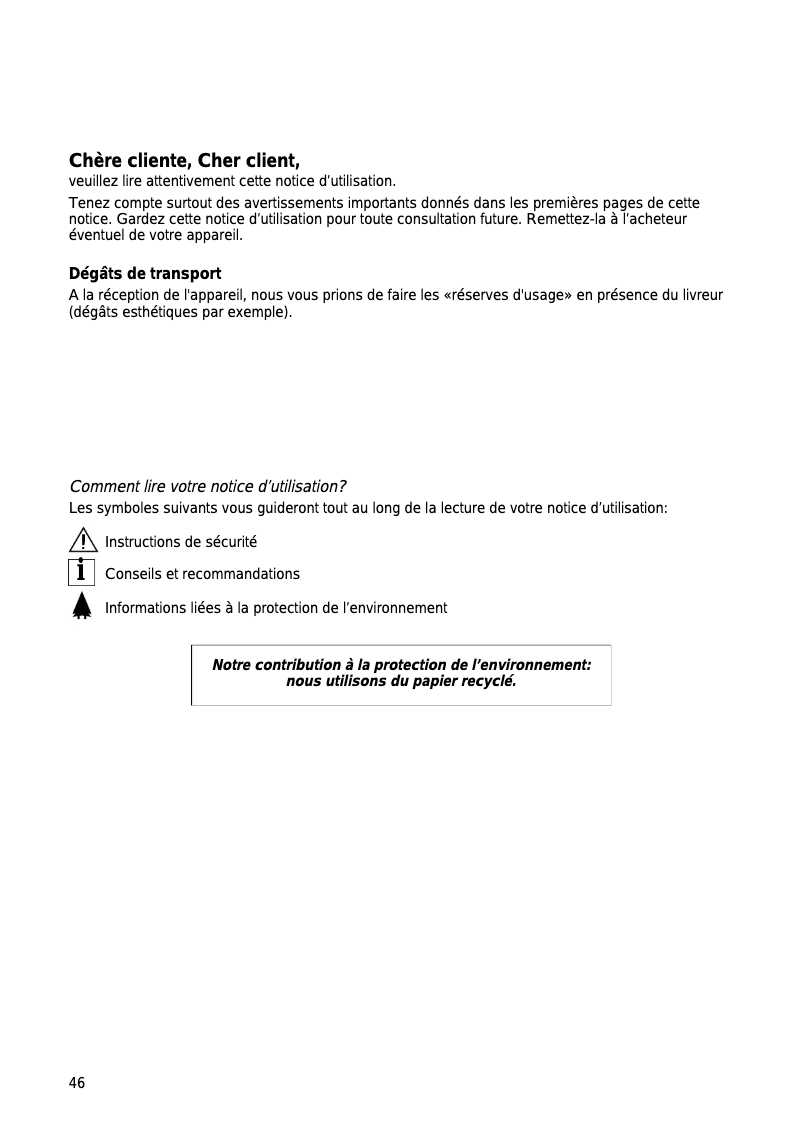 Page 1 de la notice Manuel utilisateur Zanker CF 2261