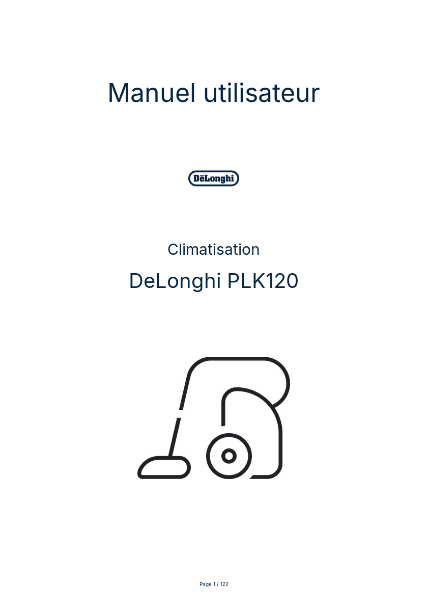 Page 1 de la notice Manuel utilisateur DeLonghi PLK120