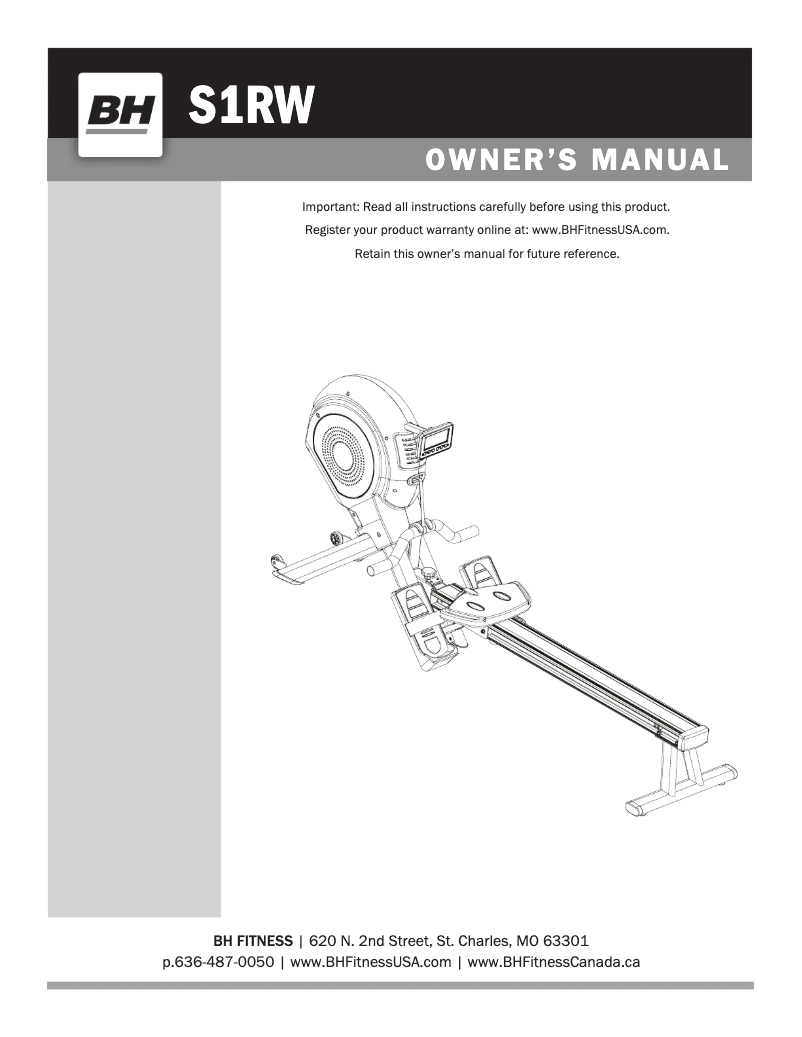 Page 1 de la notice Manuel utilisateur BH Fitness S1RW