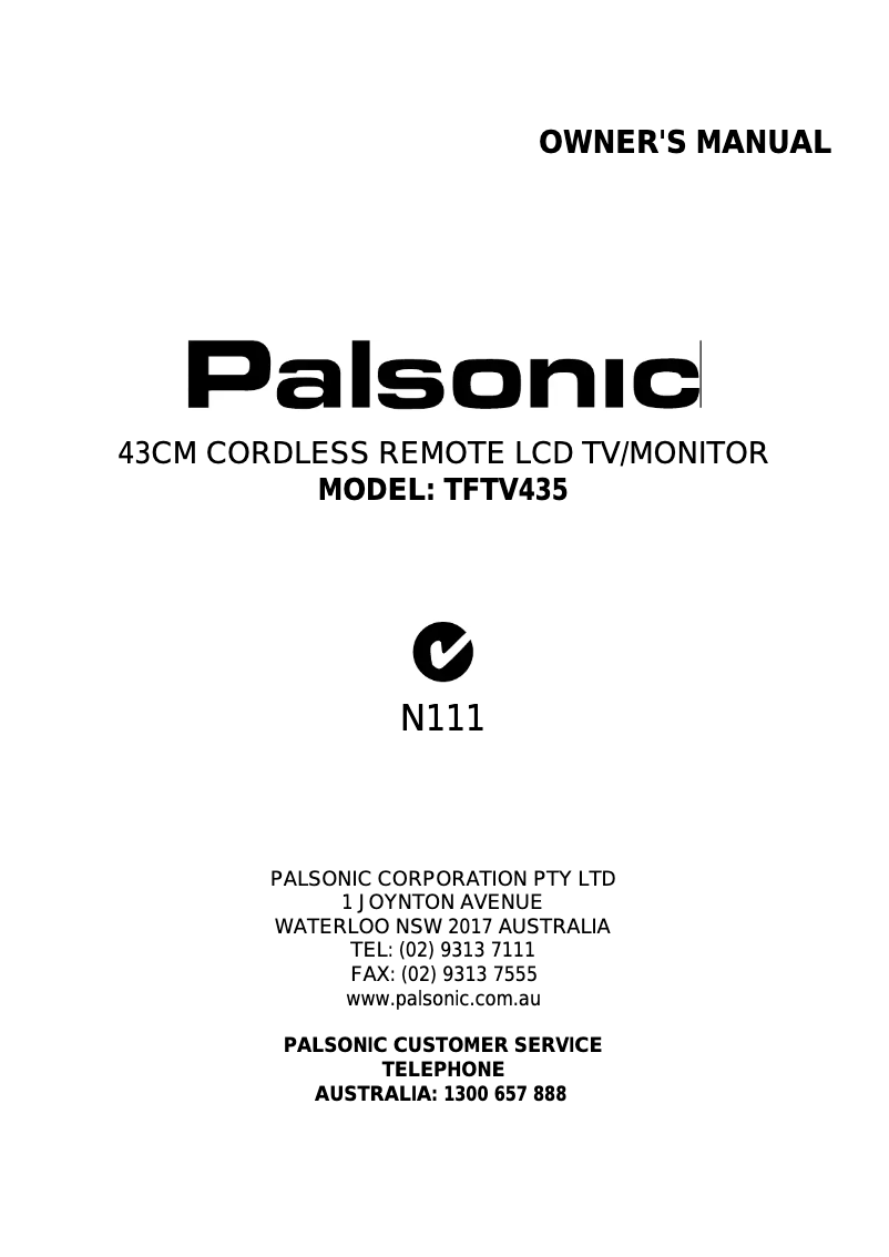 Página 1 del manual Manual de usuario Palsonic TFTV435