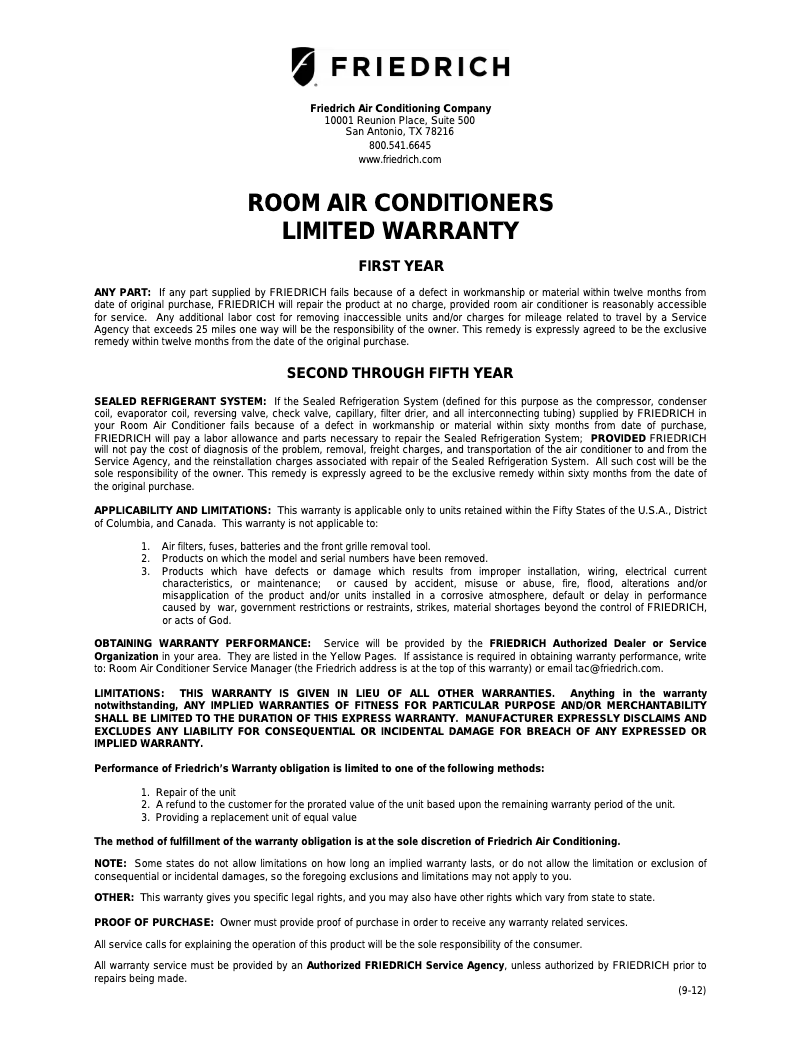 Page n°1 - Mode d'emploi Friedrich Chill CP15G10B