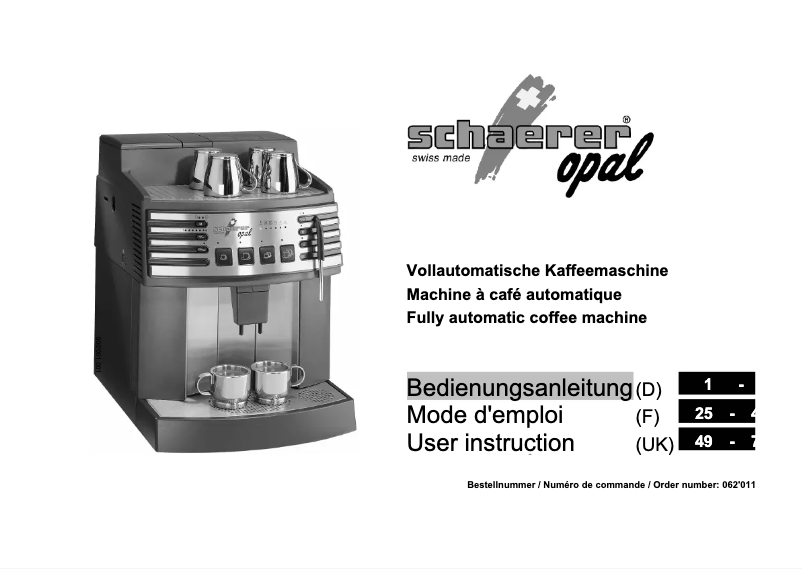 Image de la première page du manuel de l'appareil Opal